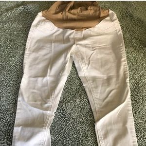 Jessica Simpson White cropped Maternity Denim